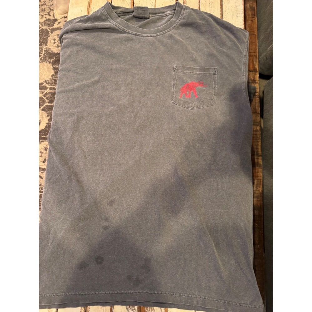 Comfort Colors Alabama Crimson Tide Pocket T-Shirt Gray XL Distressed Graphic